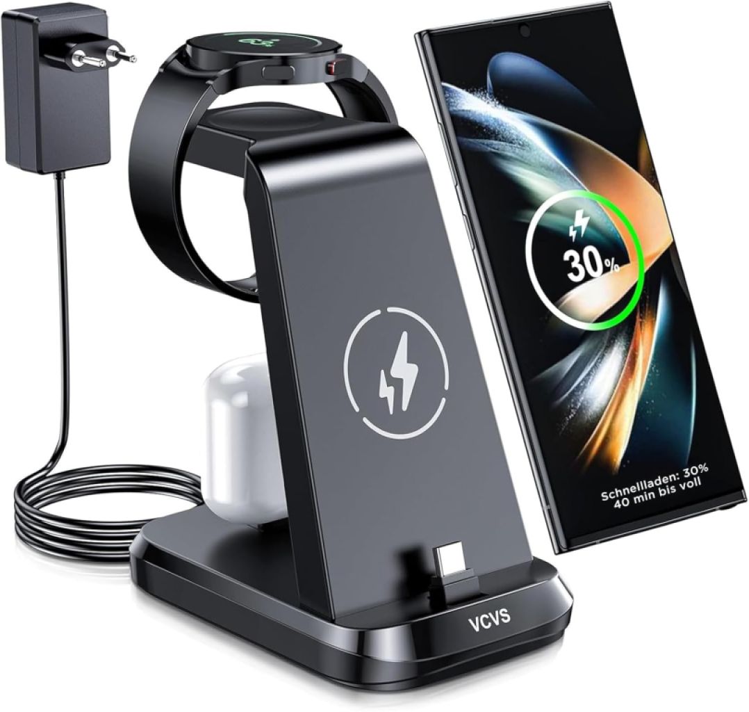 3 in 1 VCVS 30W USB-C Superschnell-Ladestation, die 3 Geräte gleichzeitig laden kann