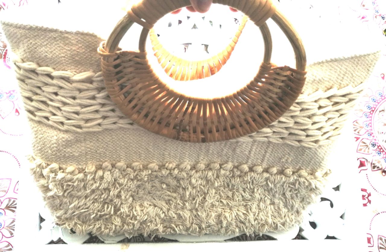 Boho Handtasche Baumwolle Holz