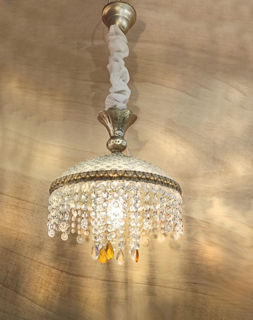 Deckenlampe, 1 Licht, Glas und Glaskristalle, NEU, Ausstellungsmodell, jetzt zum super Preis