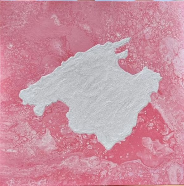 Mallorca Bild Acryl mit Sand auf Leinwand 40x40 Pink Rosa